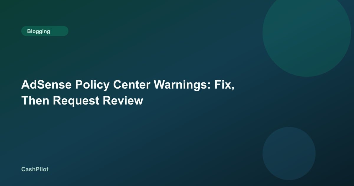 AdSense Policy Center Warnings: Fix, Then Request Review
