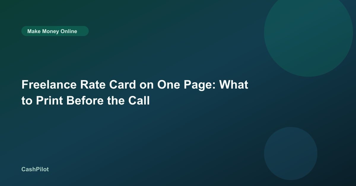 Freelance Rate Card on One Page: What to Print Before the Call