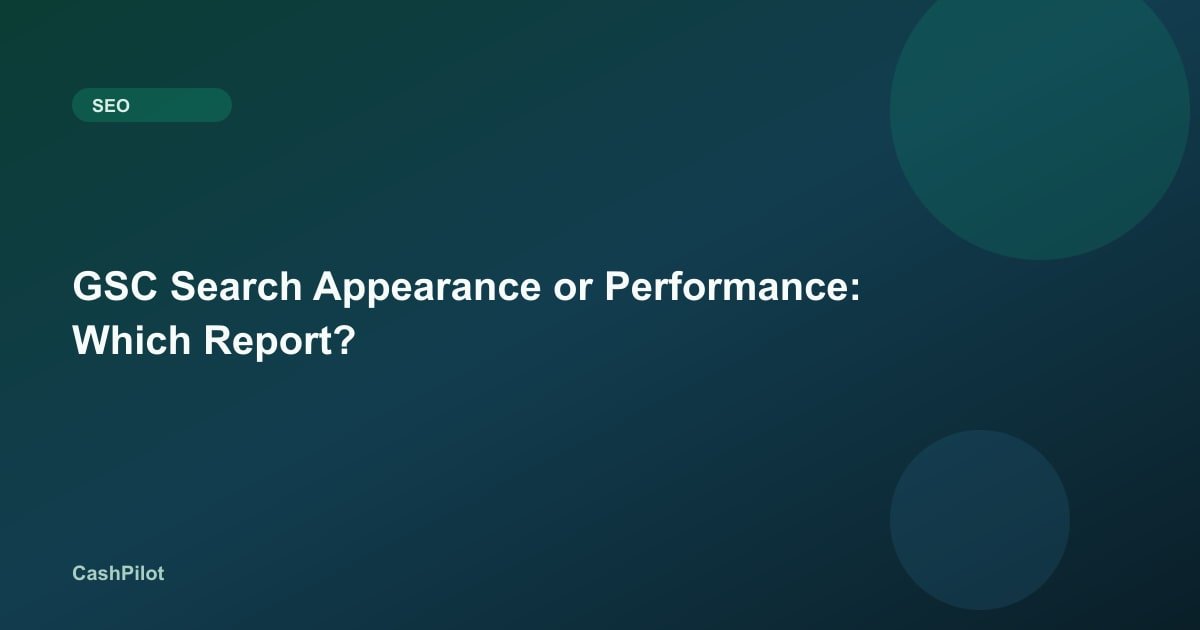 GSC Search Appearance or Performance: Which Report?