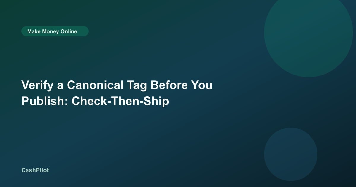 Verify a Canonical Tag Before You Publish: Check-Then-Ship