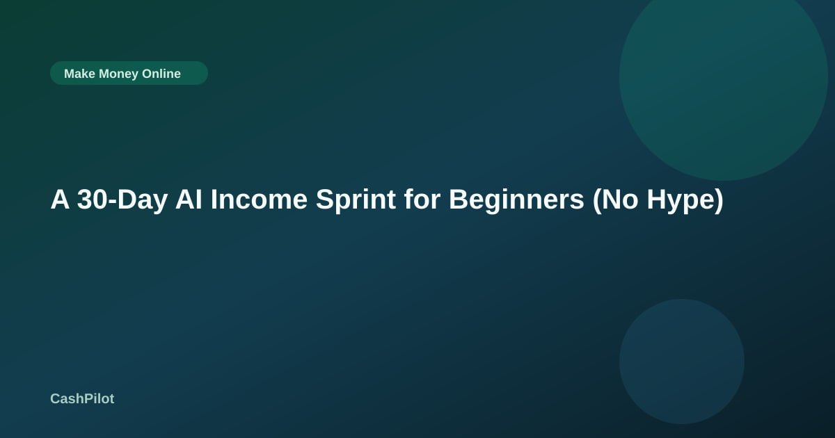 A 30-Day AI Income Sprint for Beginners (No Hype)
