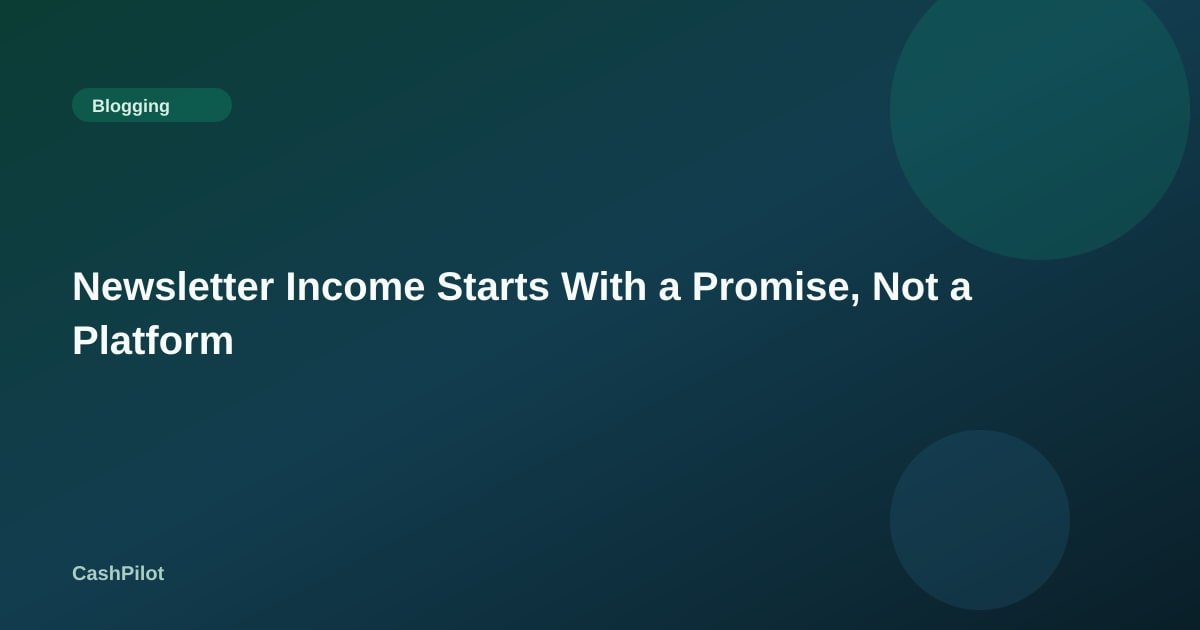 Newsletter Income Starts With a Promise, Not a Platform